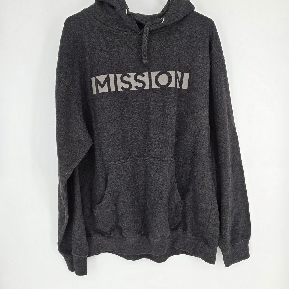 Independent Trading Company Mens Large "Mission" Dark Grey Hoodie Sweatshirt